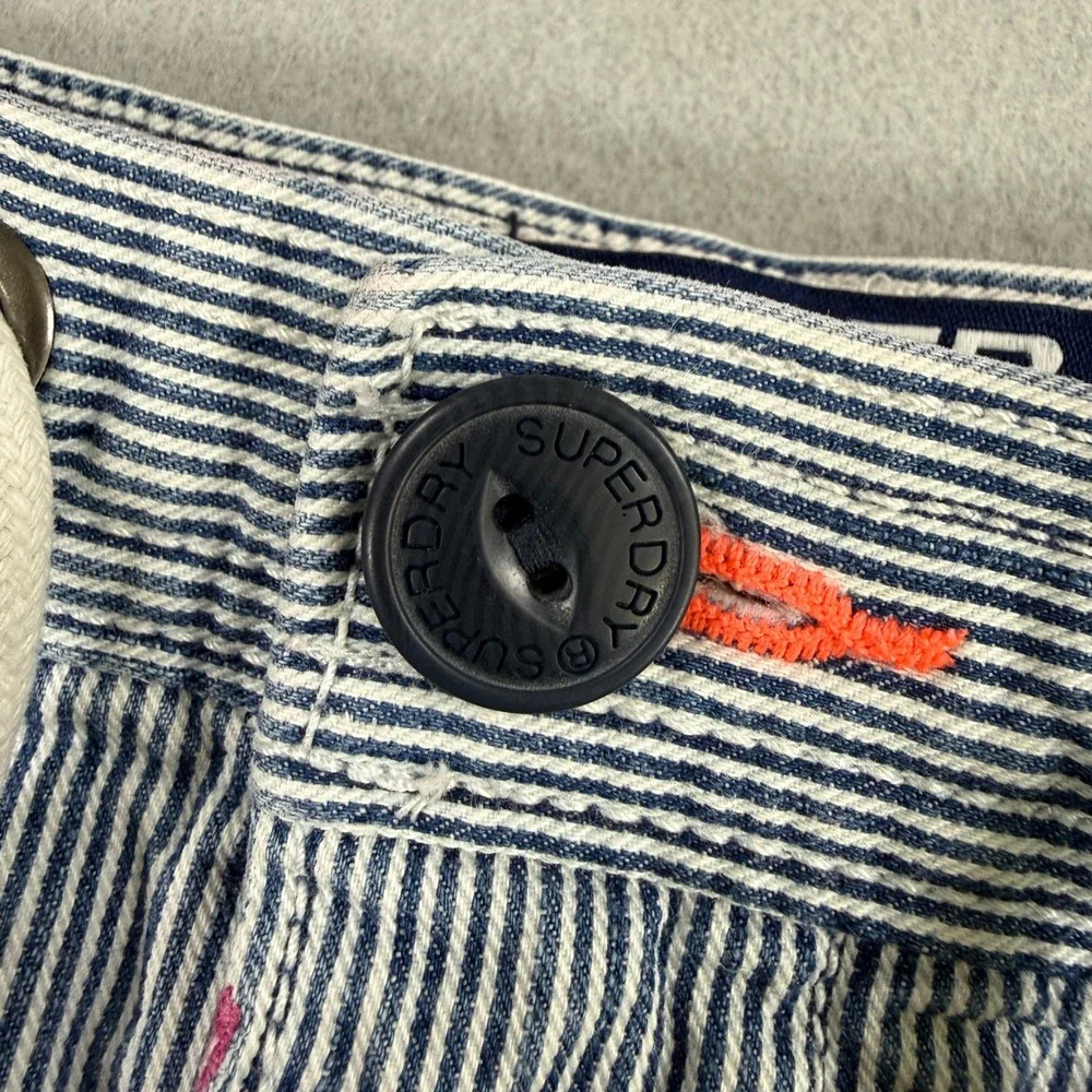 Superdry Chino Short Mens 34 Blue White Sun Scorched Popsicle Regular Fit Casual